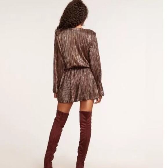 RAMY BROOK Multicolor Metallic A-Line Long Sleeves Elise Vincy Dress Size Small - Picture 4 of 16